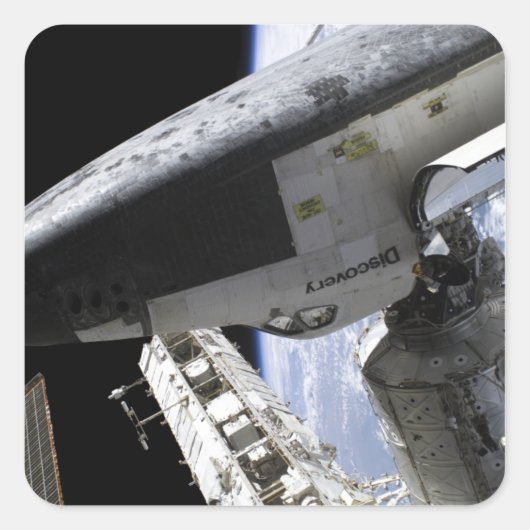 Space Shuttle Discovery gedokt Vierkante Sticker (Voorkant)
