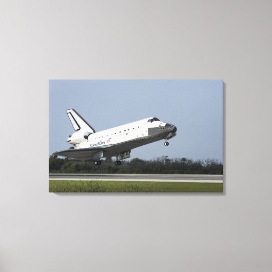 Space shuttle Discovery landt op Runway 33 2 Canvas Afdruk (Voorkant)