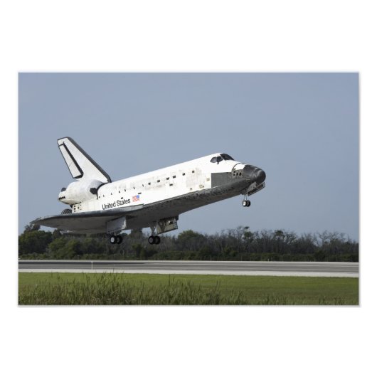 Space shuttle Discovery landt op Runway 33 2 Foto Afdruk (Voorkant)