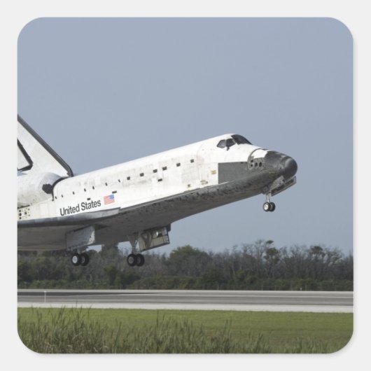 Space shuttle Discovery landt op Runway 33 2 Vierkante Sticker (Voorkant)