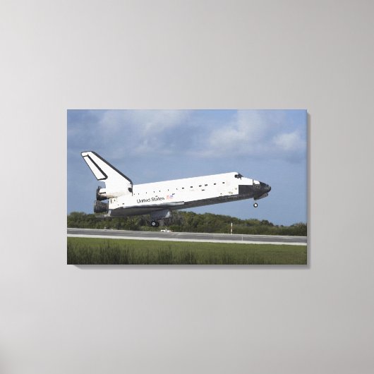 Space shuttle Discovery landt op Runway 33 3 Canvas Afdruk (Voorkant)