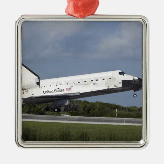 Space shuttle Discovery landt op Runway 33 3 Metalen Ornament (Voorkant)