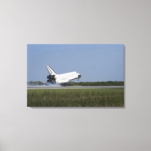 Space shuttle Discovery landt op Runway 33 4 Canvas Afdruk (Voorkant)
