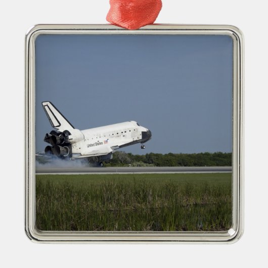 Space shuttle Discovery landt op Runway 33 4 Metalen Ornament (Voorkant)