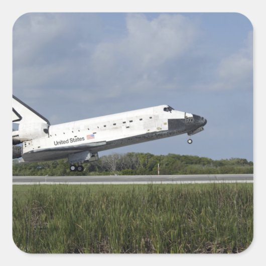 Space shuttle Discovery landt op Runway 33 Vierkante Sticker (Voorkant)