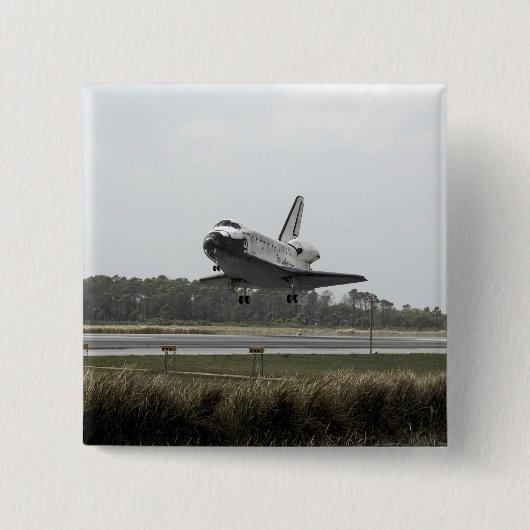 Space Shuttle Discovery-naderingen bij landing Vierkante Button 5,1 Cm (Voorkant)