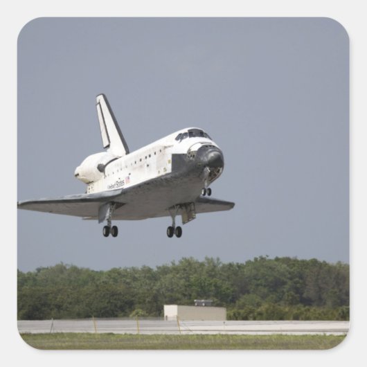 Space Shuttle Discovery nadert landing 2 Vierkante Sticker (Voorkant)
