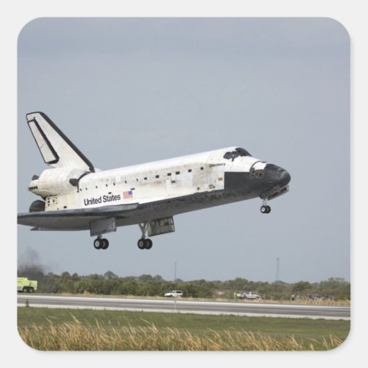 Space Shuttle Discovery nadert landing 3 Vierkante Sticker (Voorkant)