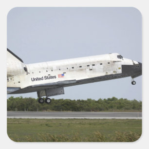 Space Shuttle Discovery nadert landing 4 Vierkante Sticker
