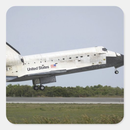 Space Shuttle Discovery nadert landing 4 Vierkante Sticker (Voorkant)