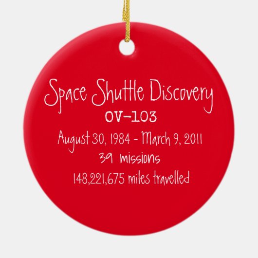 Space Shuttle Discovery Ornament (Achterkant)