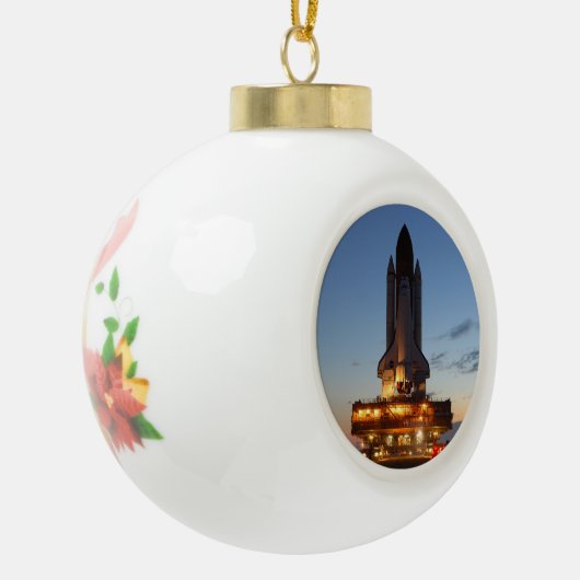 Space Shuttle Discovery Start NASA Keramische Bal Ornament (Links)