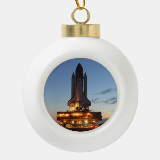 Space Shuttle Discovery Start NASA Keramische Bal Ornament (Voorkant)