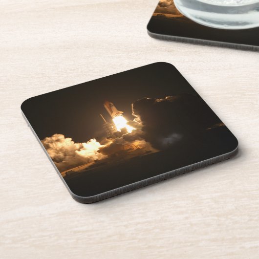 Space Shuttle Earth Orbital Spacecraft Night Canva Bier Onderzetter (Linkerzijde)
