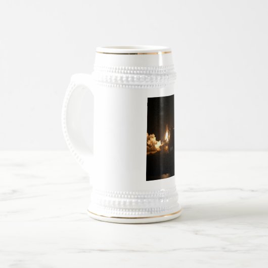 Space Shuttle Earth Orbital Spacecraft Night Canva Bierpul (Voorkant links)