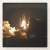 Space Shuttle Earth Orbital Spacecraft Night Canva Glazen Onderzetter (Voorkant)