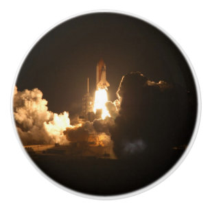 Space Shuttle Earth Orbital Spacecraft Night Canva Keramische Knop