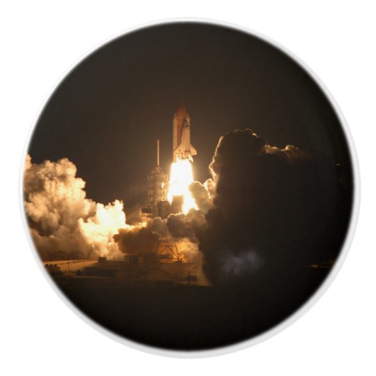 Space Shuttle Earth Orbital Spacecraft Night Canva Keramische Knop (Voorkant)