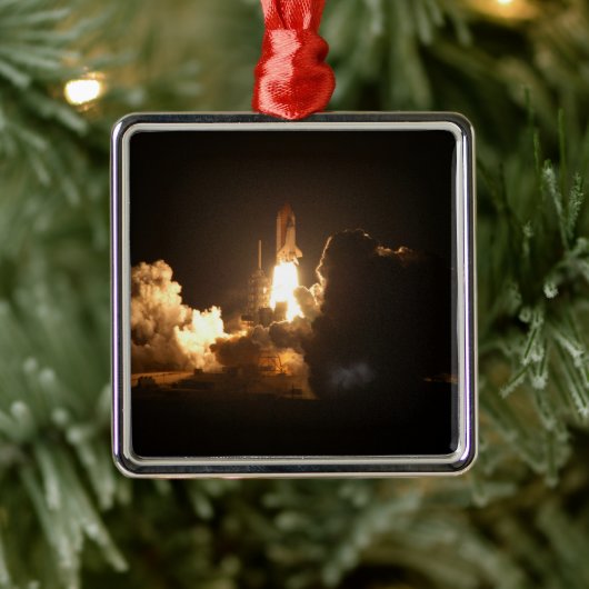 Space Shuttle Earth Orbital Spacecraft Night Canva Metalen Ornament (Boom)