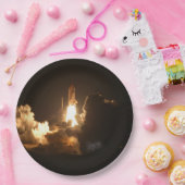 Space Shuttle Earth Orbital Spacecraft Night Canva Papieren Bordje (Feest)