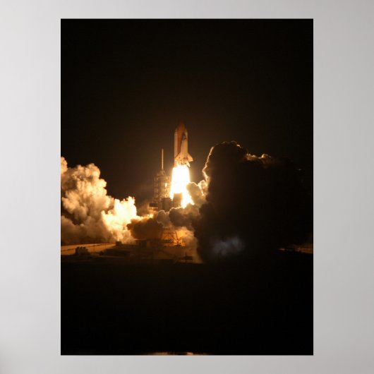 Space Shuttle Earth Orbital Spacecraft Night Canva Poster (Voorkant)