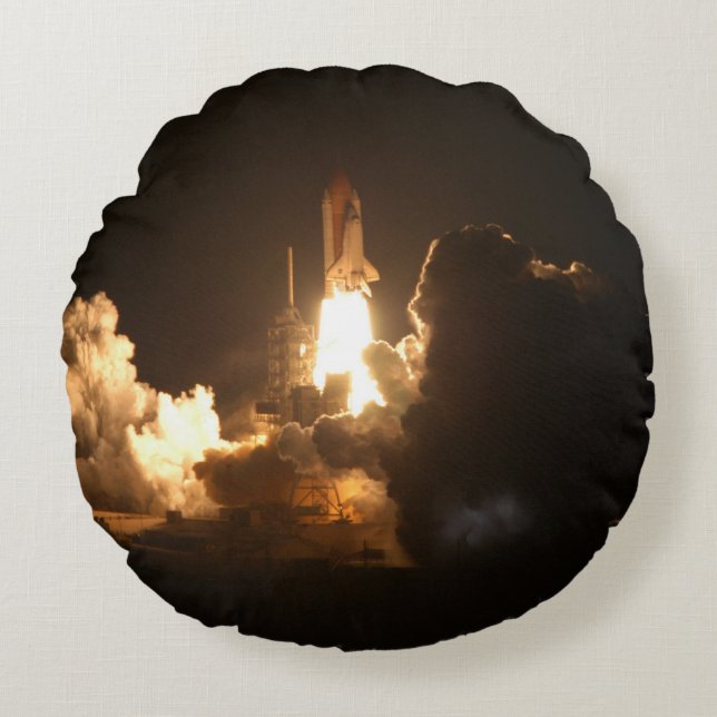 Space Shuttle Earth Orbital Spacecraft Night Canva Rond Kussen (Voorkant)