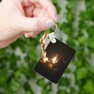 Space Shuttle Earth Orbital Spacecraft Night Canva Sleutelhanger