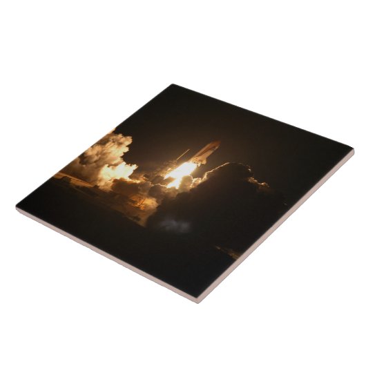 Space Shuttle Earth Orbital Spacecraft Night Canva Tegeltje (Zijkant)