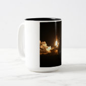 Space Shuttle Earth Orbital Spacecraft Night Canva Tweekleurige Koffiemok (Voorkant links)