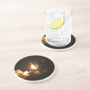 Space Shuttle Earth Orbital Spacecraft Night Canva Zandsteen Onderzetter