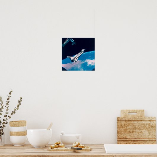Space Shuttle en station in Orbit Poster (Keuken)