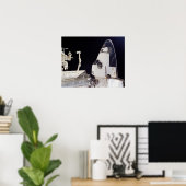 Space Shuttle Endeavor die is gekoppeld aan de ISS Poster (Thuiskantoor)