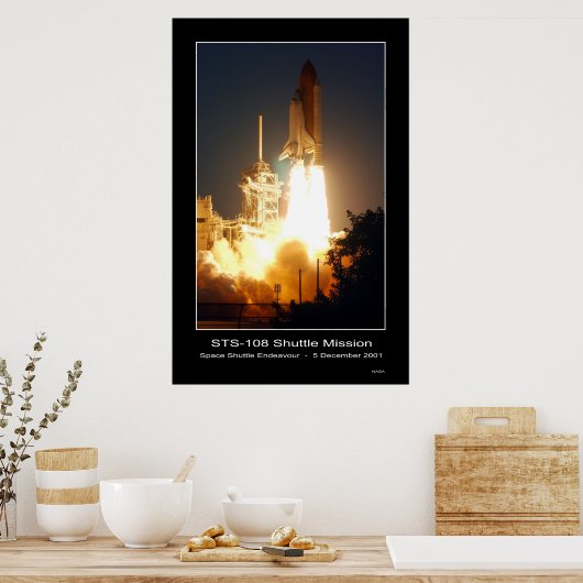 Space Shuttle Endeavor Lift-off STS-108 Poster (Keuken)