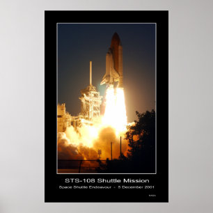 Space Shuttle Endeavor Lift-off STS-108 Poster