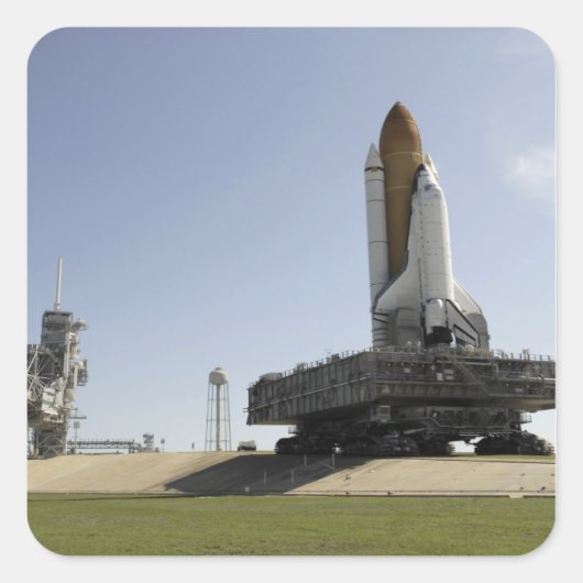Space Shuttle Endeavor nadert de lancering p Vierkante Sticker (Voorkant)