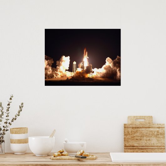 Space Shuttle Endeavor night lift off Poster (Keuken)