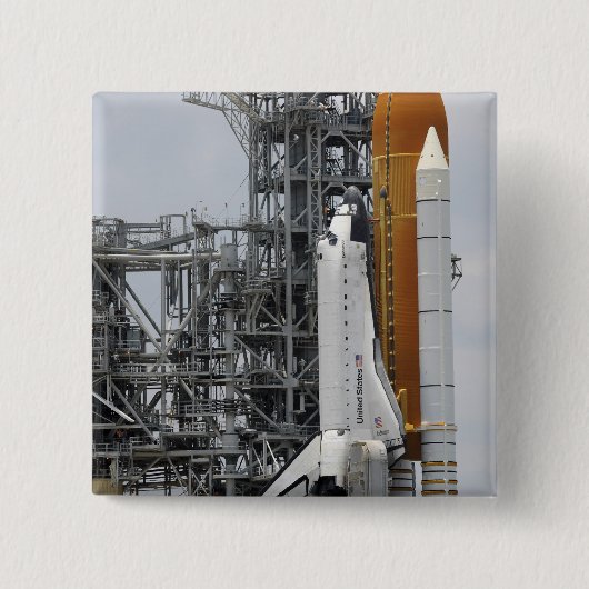 Space Shuttle Endeavor op het lanceerpad 2 Vierkante Button 5,1 Cm (Voorkant)