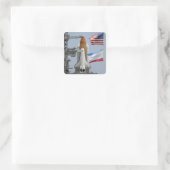 Space Shuttle Endeavor op het lanceerpad 3 Vierkante Sticker (Tas)