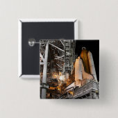 Space Shuttle Endeavor op het lanceerpad Vierkante Button 5,1 Cm (Voorkant /achterkant)