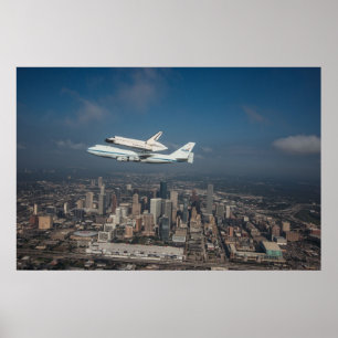 Space Shuttle Endeavor over Houston Texas Poster