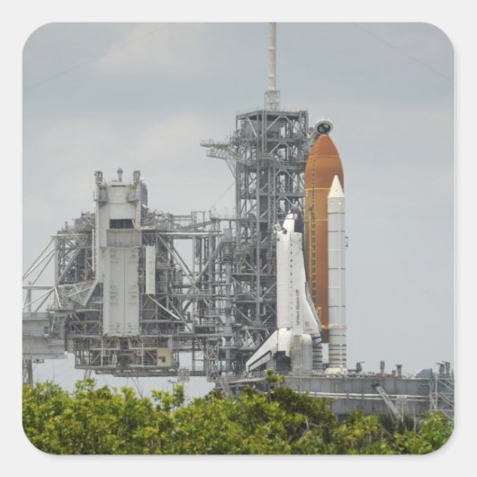 Space Shuttle Endeavour op het lanceerplatform 5 Vierkante Sticker (Voorkant)