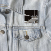 Space Shuttle-laadbay van Discovery Vierkante Button 5,1 Cm (In situ)