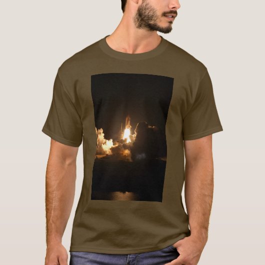 Space Shuttle Night Launch Poster T-Shirt (Voorkant)