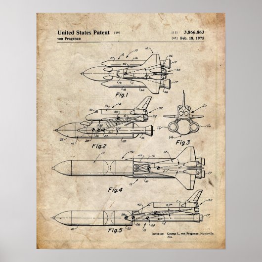 Space Shuttle-patent Poster (Voorkant)