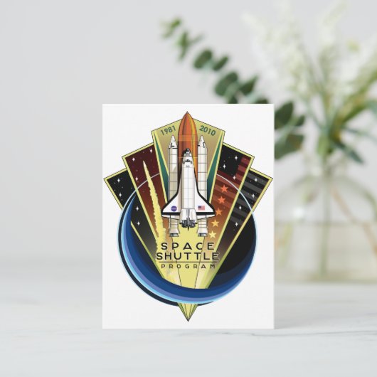 Space Shuttle Program Herdenking Patch Briefkaart (Staand voorkant)