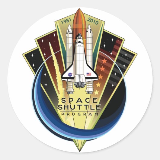 Space Shuttle Program Herdenking Patch Ronde Sticker (Voorkant)