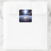 Space Shuttle Robotarm Aardbaan Zonne-uitbarsting Vierkante Sticker (Tas)