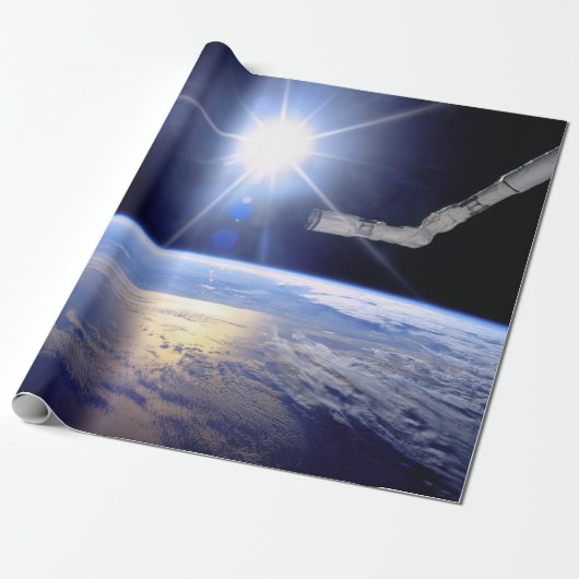 Space Shuttle-robotarm aardbaan zonnevlam Cadeaupapier (Uitgerold)