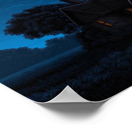 Space Shuttle Rocket Launch At Night Behind Farmho Poster (Hoek)