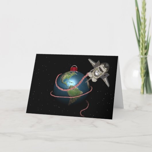 Space Shuttle STS Santa Christmas Feestdagen Kaart (Voorkant)